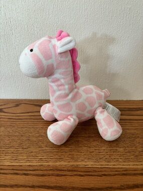CARTERS Child of Mine Pink White Giraffe Plush  Sensory Crinkle Rattle Lovey